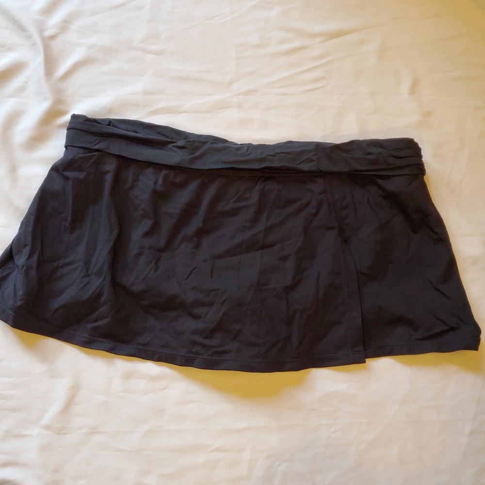 Liz Claiborne Swim Skirt Bikini Bottom Size 12 Swimsuit Womens‎ Black Slit
